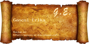 Gencsi Erika névjegykártya
